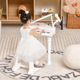 HONEY JOY 31 Keys Kids Piano Keyboard with Stool, Multifunctional Toy Piano with Microphone (White)