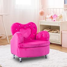 HONEY JOY Kids Sofa, Toddler Ultra-Soft Velvet Armrest Chair Couch, Princess Sofa for Girls Bedroom Living Room, Children Furniture (Rose)