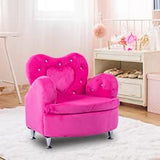 HONEY JOY Kids Sofa, Toddler Ultra-Soft Velvet Armrest Chair Couch, Princess Sofa for Girls Bedroom Living Room, Children Furniture (Rose)