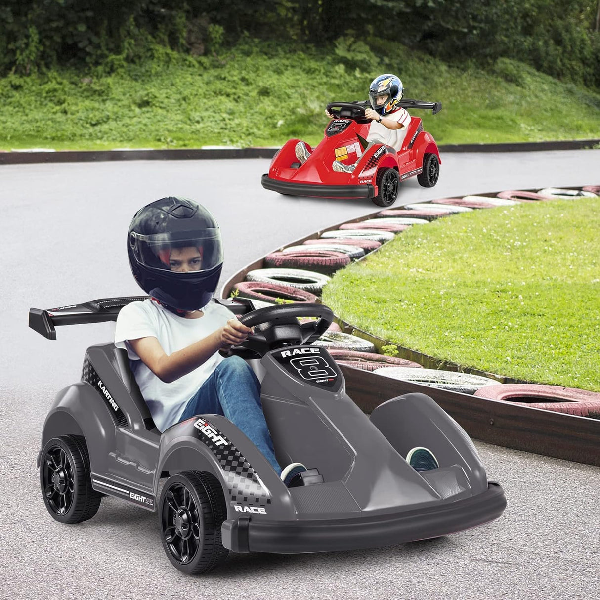 HONEY JOY Kids 6V Ride On Car, Battery Powered Electric Go Kart for Girls Boys w/Parent Remote Control