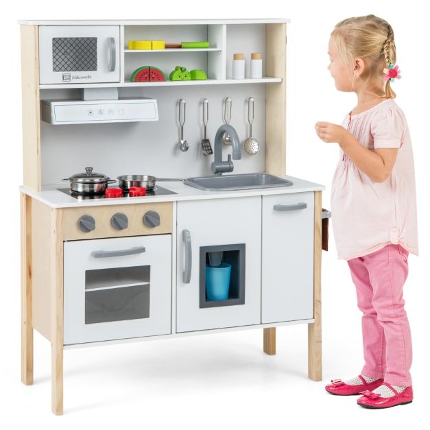 Kids Kitchen Playset with Towel Rack for Toddlers