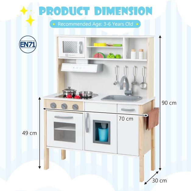 Kids Kitchen Playset with Towel Rack for Toddlers