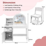 Makeup Table & Chair Set with Acrylic Mirror & 2-Colour LED Lights