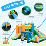 Inflatable Water Slide Blowup Water Park with Dual Slides Wet Dry Bounce House