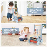 BABY JOY Wooden Baby Push Walker 2-in-1 Toddler Montessori Activity Walker