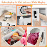 BABYJOY Kids Play Kitchen Wooden Cooking Pretend Playset Cookware