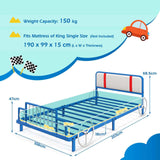 HONEY JOY King Single Bed Frame Low Profile Kids Bed Frame Metal Bed Base