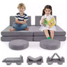 6 PCS Kids Modular Play Sofa Toddler Playing Sleeping Couch with Suede Fabric