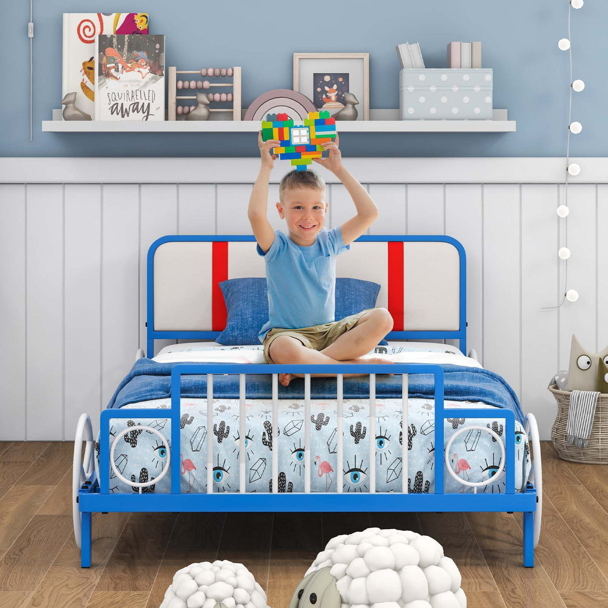 HONEY JOY King Single Bed Frame Low Profile Kids Bed Frame Metal Bed Base