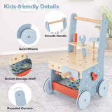 BABY JOY Wooden Baby Push Walker 2-in-1 Toddler Montessori Activity Walker