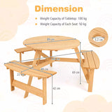 Kids Outdoor Wooden Picnic Table and Bench Set w/ Umbrella Hole, 6 Person Activity Dining Table