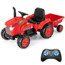 HONEY JOY 12V Kids Ride On Tractor with Trailer, 2-in-1 Electric Toy Car with Remote Control