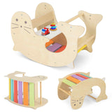 HONEY JOY 3-in-1 Kids Arch Climbing Toy Set Table & Rocking Horse