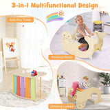 HONEY JOY 3-in-1 Kids Arch Climbing Toy Set Table & Rocking Horse