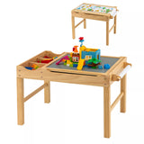 2-in-1 Kids Activity Table Wooden Play Desk w/Reversible Tabletop & Paper Roll