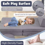 6 PCS Kids Modular Play Sofa Toddler Playing Sleeping Couch with Suede Fabric