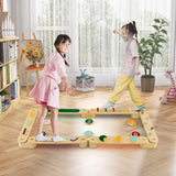 Kids Wooden Balance Beam Set with Stepping Stones Gymnastics Obstacle Course Toy