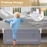 BABY JOY Toddler Foldable Bed Rail Cot Guard Baby Kids Bedrail with Safety Strap