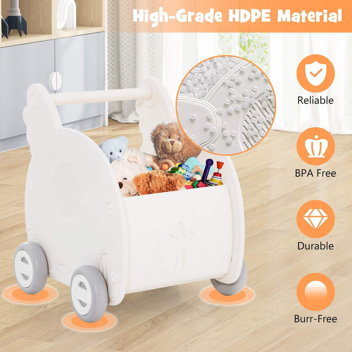 HONEY JOY 2-in-1 Baby Walker Push Toy Toddler Learning Walker Toy Storage Chest