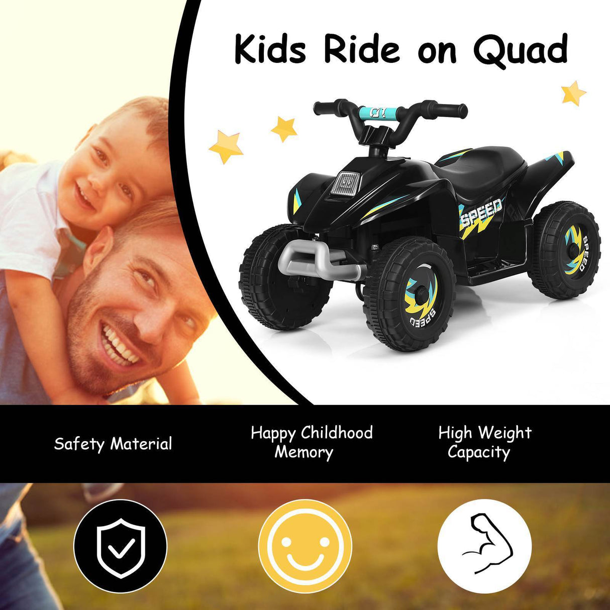 HONEY JOY Kids Ride on ATV Toy Quad Car Motorized Vehicle Electric Car 3-8 Years