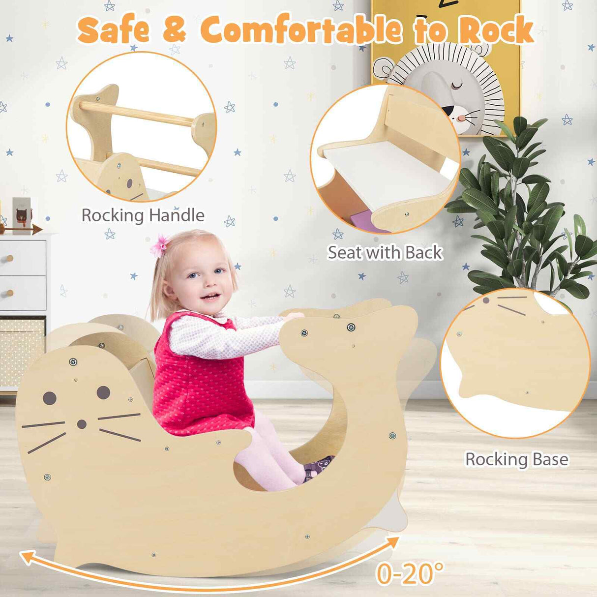 HONEY JOY 3-in-1 Kids Arch Climbing Toy Set Table & Rocking Horse