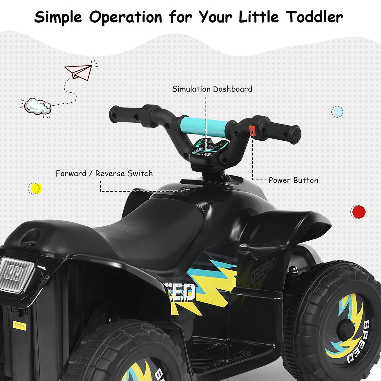 HONEY JOY Kids Ride on ATV Toy Quad Car Motorized Vehicle Electric Car 3-8 Years