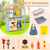 2 in 1 Wood Mud Kitchen Outdoor Pretend Play Kitchen Toy w/Removable Water Box