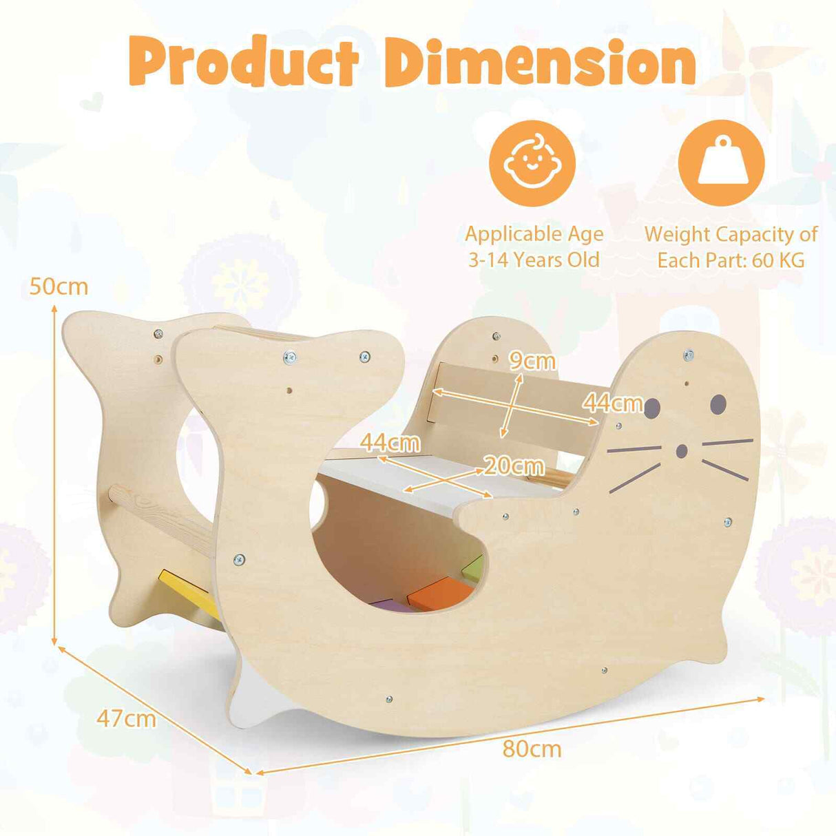 HONEY JOY 3-in-1 Kids Arch Climbing Toy Set Table & Rocking Horse