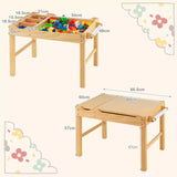 2-in-1 Kids Activity Table Wooden Play Desk w/Reversible Tabletop & Paper Roll