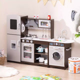 HONEY JOY Kids Kitchen Playset Wooden Corner Play Kitchen Cooking Stove Play Set