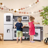 HONEY JOY Kids Kitchen Playset Wooden Corner Play Kitchen Cooking Stove Play Set