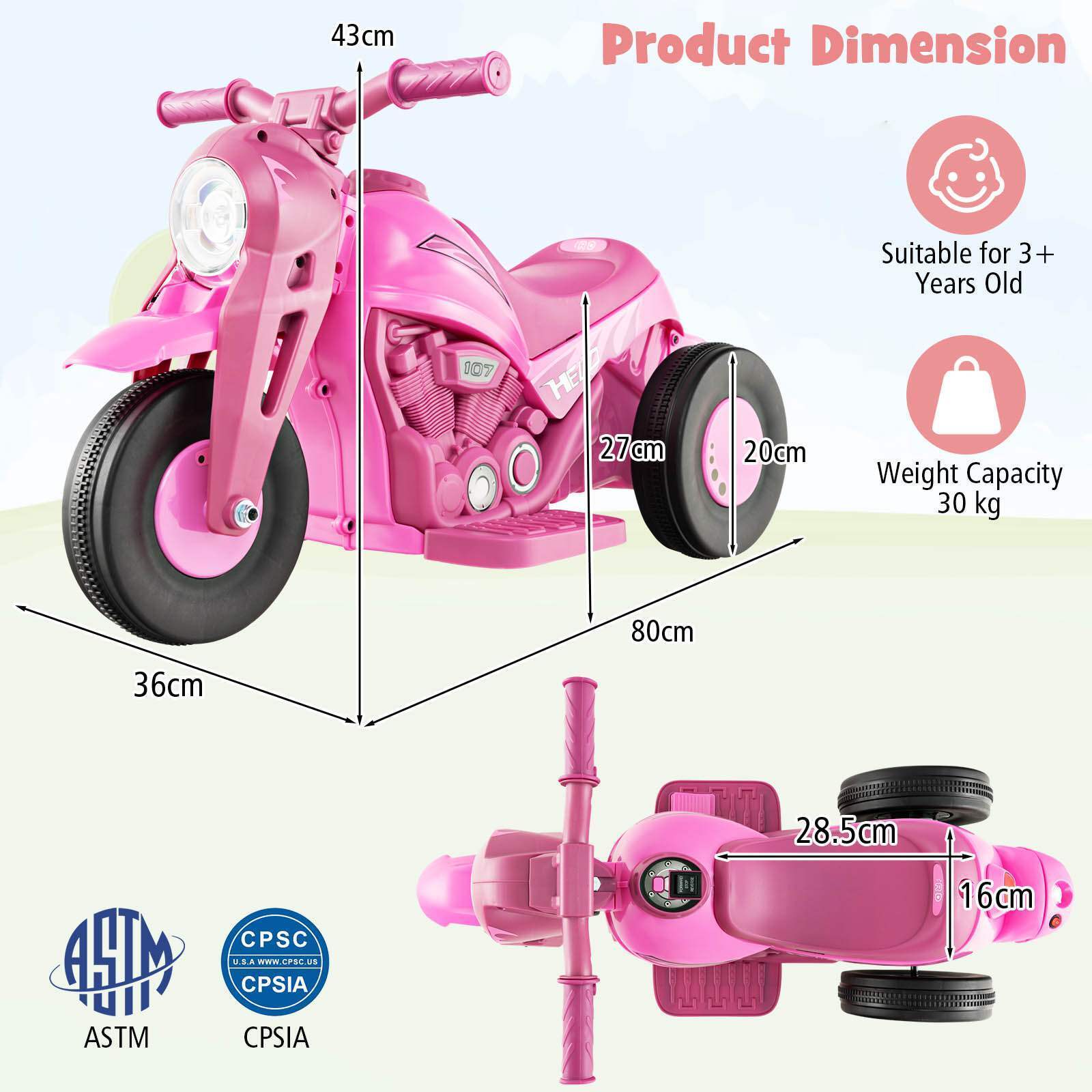 HONEY JOY Kids Motorcycle 6V Battery Powered Ride on Motorbike with Bu Babyjoy