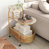 HONEY JOY 2-Tier Kids Storage Side Table Mobile Coffee Table w/Lockable Wheels