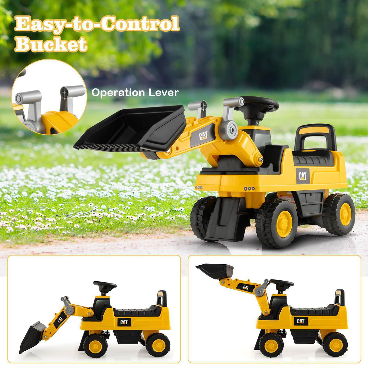 HONEY JOY Kids Ride-on Excavator Construction Bulldozer Truck Sliding Toy Car