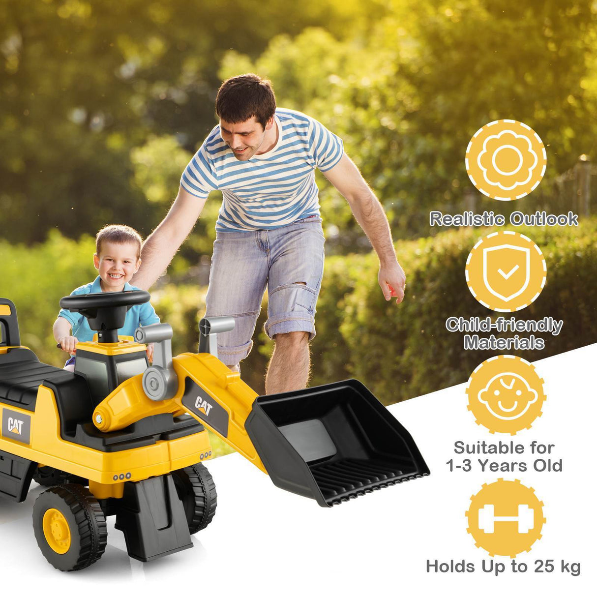 HONEY JOY Kids Ride-on Excavator Construction Bulldozer Truck Sliding Toy Car