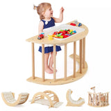 6 in 1 Kids Climbing Arch Playset Wooden Stoppers Toy Rocker Chair w/Storage Bin