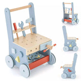 BABY JOY Wooden Baby Push Walker 2-in-1 Toddler Montessori Activity Walker