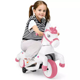 12V Unicorn Ride on Motorcycle Toy Kids Ride on Car Pony with Training Wheels