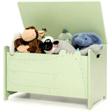 Kids Toy Box Storage Chest, Wooden Trunk Bench w/ Safety Hinge, Children Storage Box w/ Handles