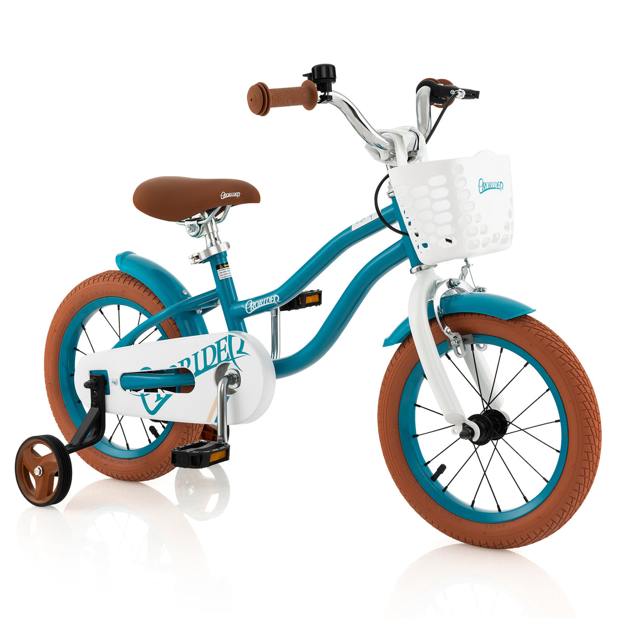 HONEY JOY Kids Bike, 18 Inch Boys Girls Bike for 3-8 Years w/Training Wheels, Adjustable Handlebar & Seat